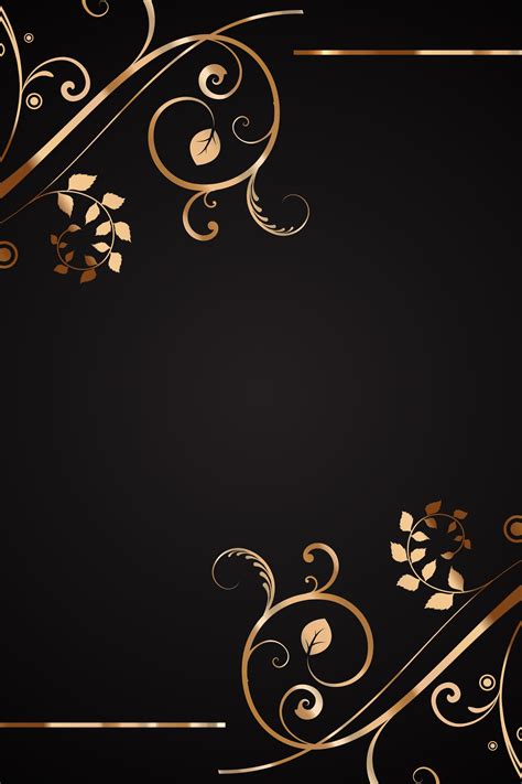 Download wallpaper flowers, pattern, texture, gold, black, Floral