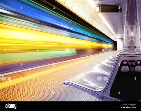 Motion Blur Outdoor Of High Speed Train In Subway Stock Photo Alamy