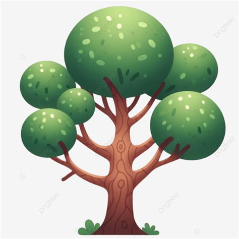 A Cartoon Drawing Of Tree With Green Leaves On It A Cartoon Drawing Of