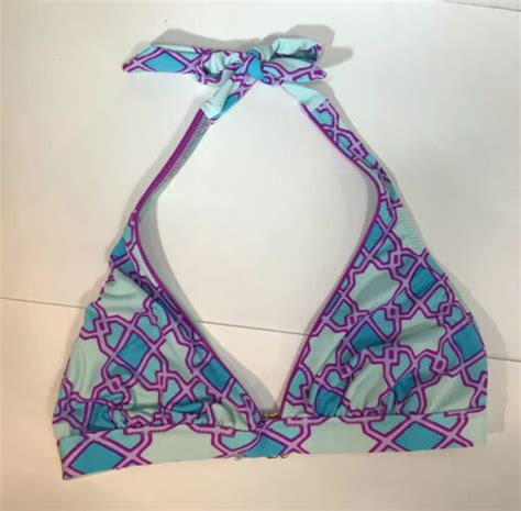 Cremieux Blue Purple Two Piece Bikini Swimsuit Sz S Triangle Top Sz L