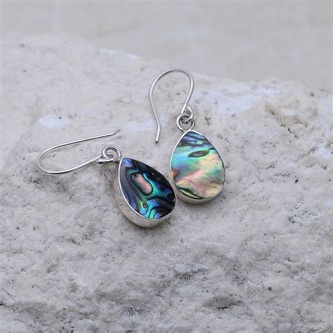 Sterling Silver Paua Shell Earrings Letung Silver