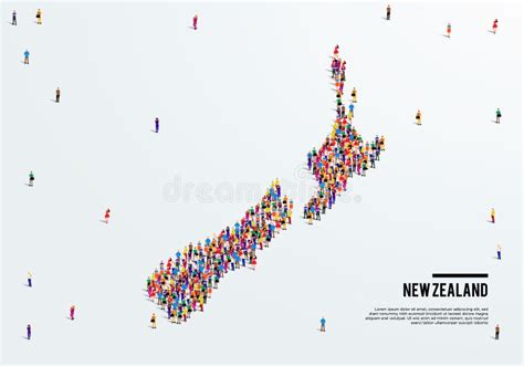 New Zealand People Kaart Gestileerd Vectorsilhouet Van Nieuw