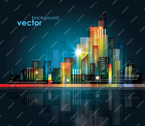 Premium Vector Night City Skyline Vector Illustration