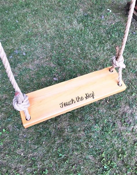 Touch The Sky Wood Tree Swing Wooden Rope Swing Outdoor Etsy Wood