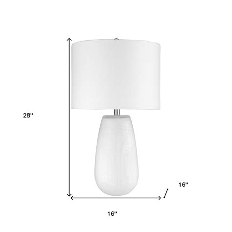 28 White Ceramic Column Table Lamp With White Drum Shade