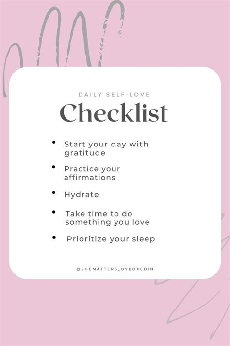 Daily Self Love Checklist Self Love Something To Do Self