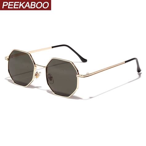 Peekaboo Vintage Sunglasses Men Metal Gold