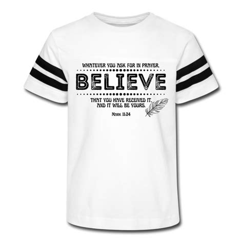 Bible Verse Mark 11 24 Believe BlackTx - Kids Vintage Sport T-Shirt ...