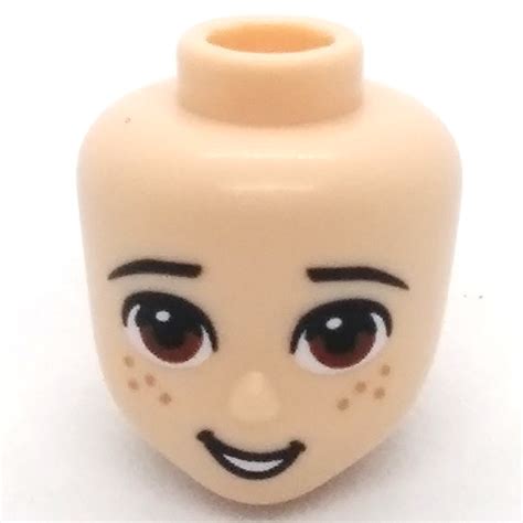 LEGO PART 92198pr0243 Minidoll Head Reddish Brown Eyes Freckles Open