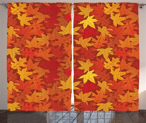 Ambesonne Orange Curtains 2 Panel Set Nature Designs 108 X 84