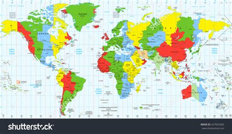 Detailed World Map Standard Time Zones Stock Vector (Royalty Free ...