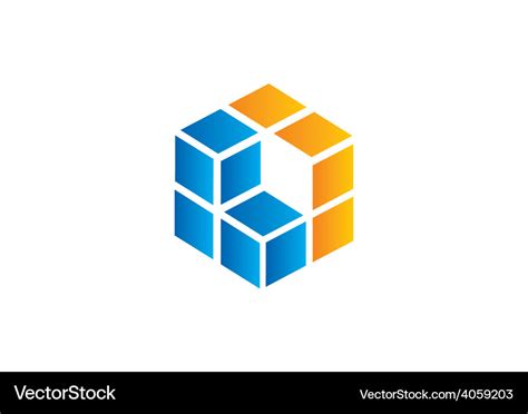 Cube square 3d business logo Royalty Free Vector Image