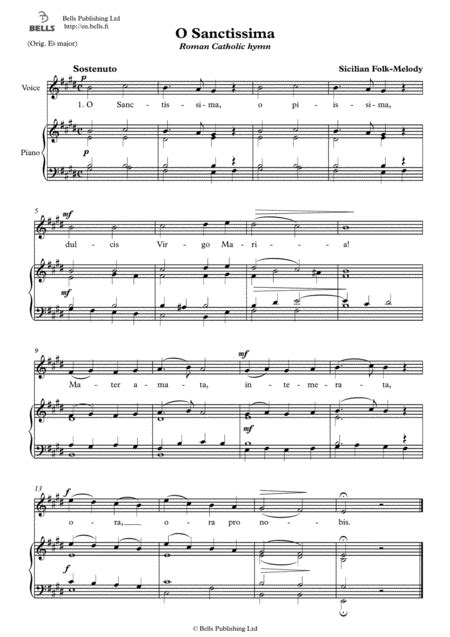 O Sanctissima Solo Song E Major Voice Solo Digital Sheet Music