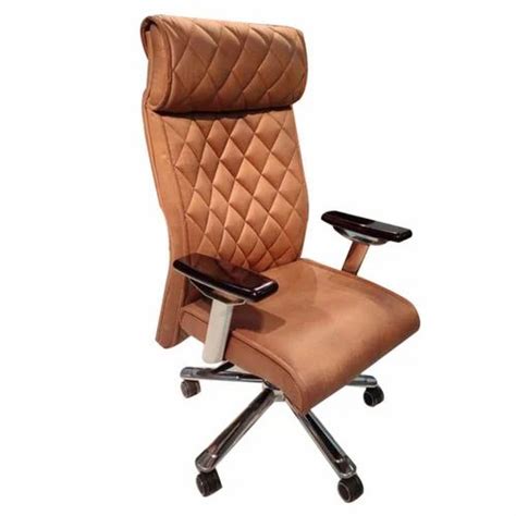 PU Leather 30 Inches High Back Office Revolving Chair Brown Base