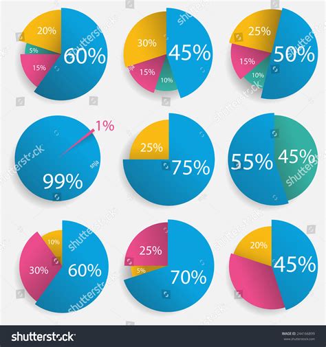 Infographics Colorful Pie Chart Set Vector Stock Vector Royalty Free