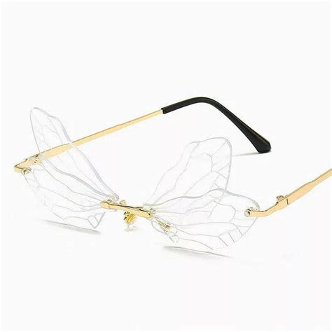 Butterfly Wing Sunglasses Rimless Glasses Etsy