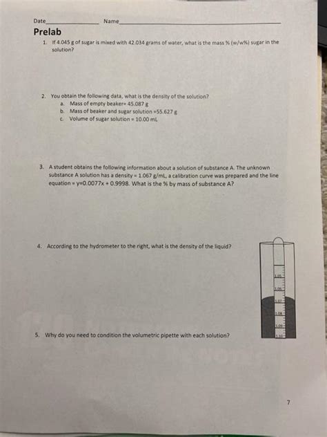 Solved Date Name Prelab F G Of Sugar Is Mixed With Chegg