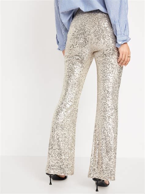 High Waisted Pull On Sequin Flare Pants Old Navy