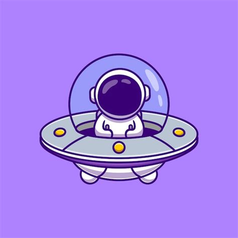 Premium Vector Cute Astronaut Driving Spaceship Ufo Cartoon Vector Illustration