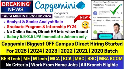 Capgemini Biggest Off Campus Direct Official Mega Hiring Started For