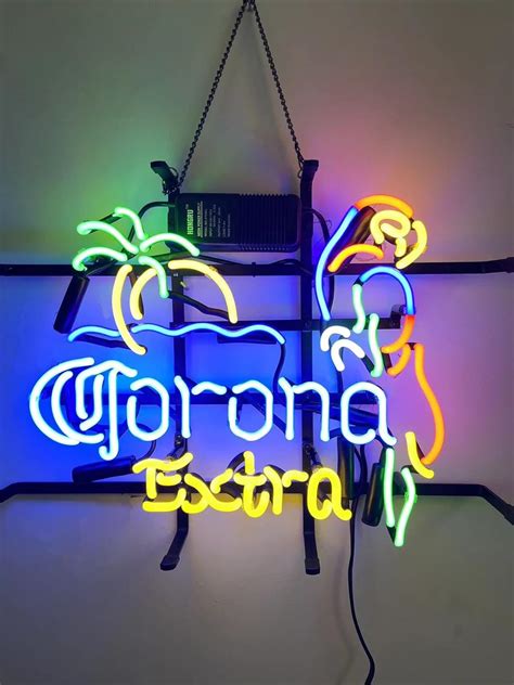 Amazon.com : Neon Sign Coronas Beer Bar Parrot Extra Signs Real Glass Man Cave Beer Pub Garage ...