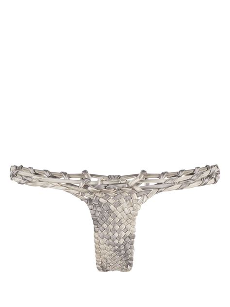 Isa Boulder Grey Woven Bikini Bottoms Browns