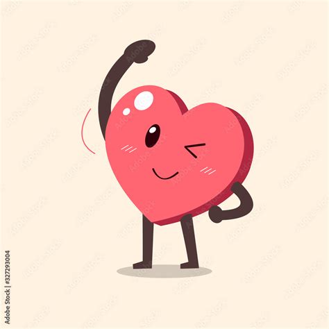 Cartoon heart character doing side bend stretch exercise for design ...