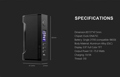 ZQ Essent DNA75C Box Mod The Smoky Town Premium Vape Store