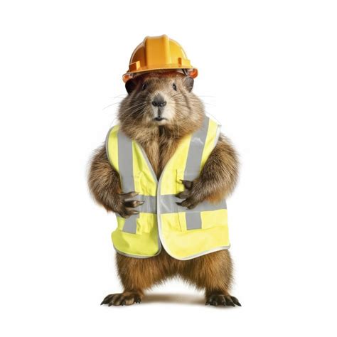 Premium Photo | Beaver in Construction Worker Outfit