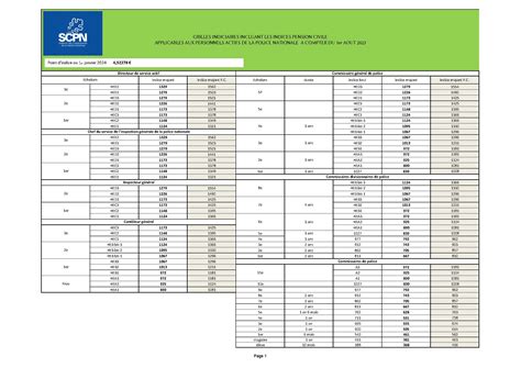 GRILLES INDICIAIRES AVEC INDICES PENSIONS CIVILE PERSONNELS CCD PN 01
