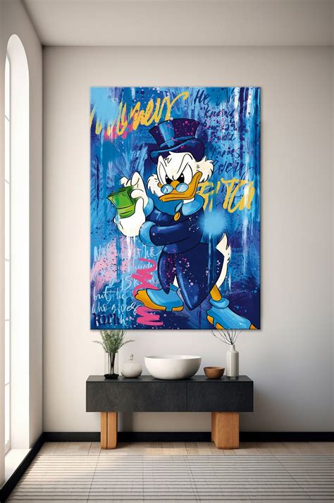 Banksy Scrooge Mcduck Wall Art Mcduck Blue Contemporary Pop Art Home