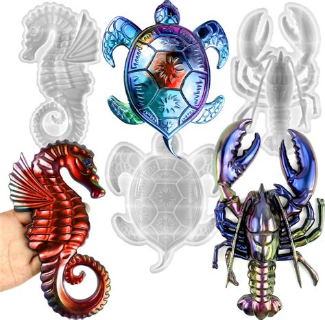 Amazon.com: 3Pcs Sea Animal Resin Molds Silicone Sea Turtles Lobster