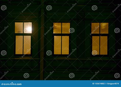 Lighted Night Windows Of Houses Stock Photo Image Of Apartment