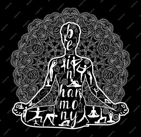 Premium Vector | Yoga Black and white vector illustration