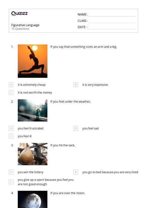 50 Figurative Language Worksheets On Quizizz Free And Printable