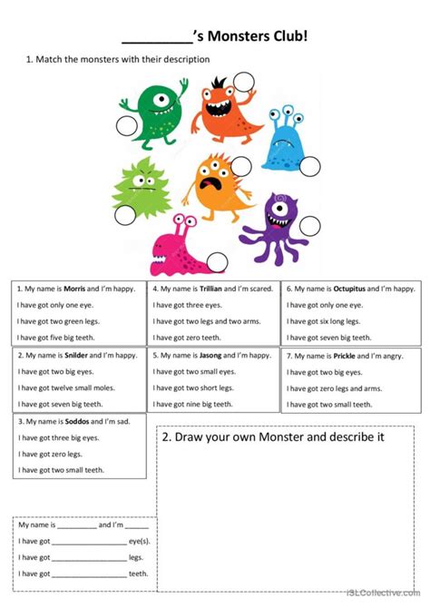 Describing Monsters English ESL Worksheets Pdf Doc