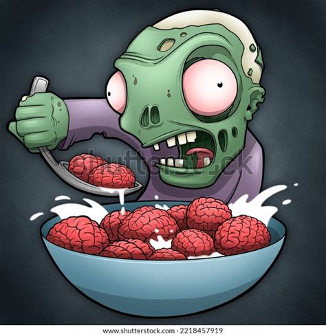 Zombie Eating Brain Bites Cereal Breakfast Stock Illustration ...