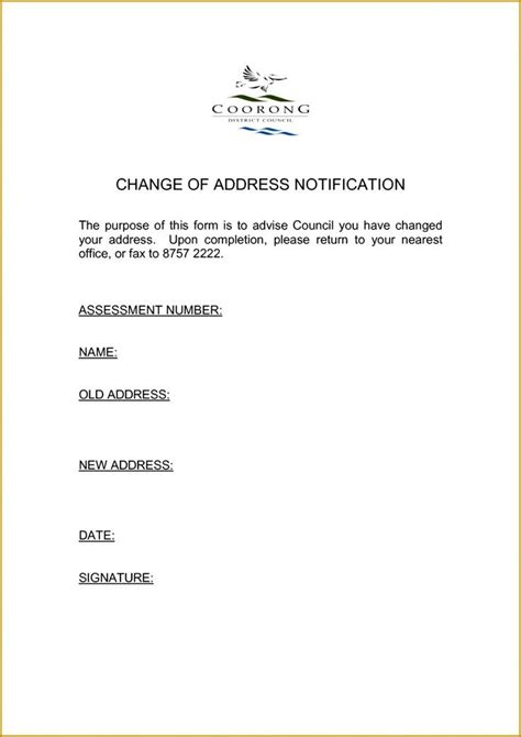 Professional Address Change Notice Template Word