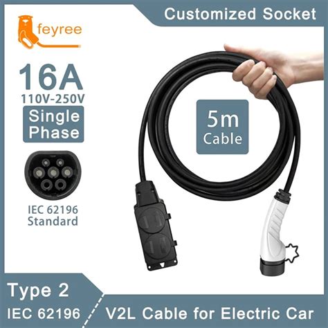 Feyree Enchufe De Descarga Lateral Para Coche El Ctrico Cable Cargador