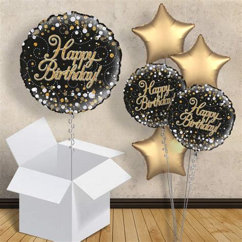 Black And Gold Holographic Birthday 18 Balloon In A Box Buy Online