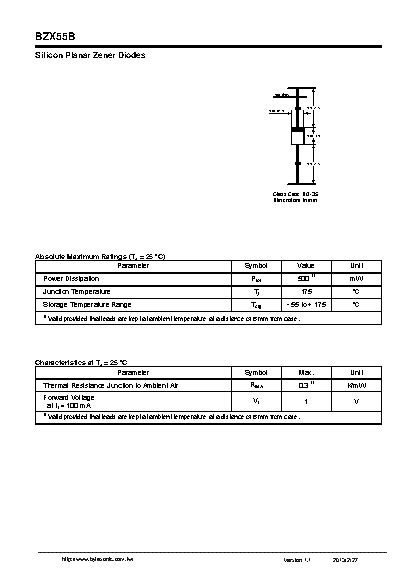 BZX55B7V5 datasheet - Zener diode. IF(A) : ; VRRM(V) : ; VF(mV) : ; TRR(ns)