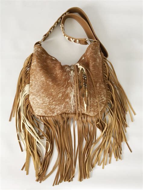 Fringed Cowhide Hobo Bag Fringehobo Bag Cowhide Purse