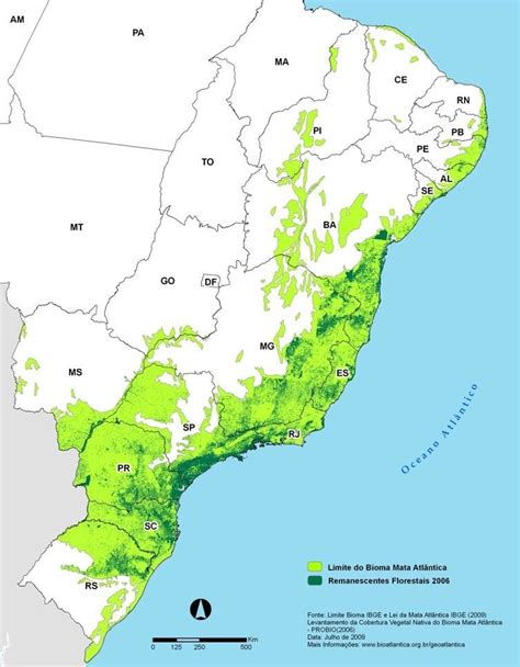 4 -Map of the remnants of the Atlantic Forest in Brazil. In light green ...