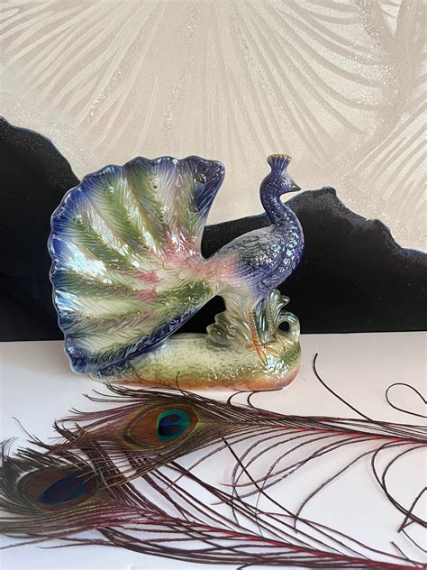 Beautiful Porcelain Peacock Figurine Etsy Australia