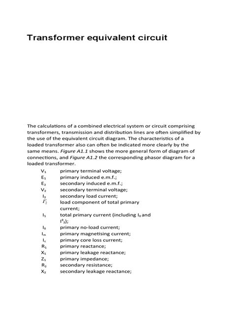 Transformer Equivalent Circuit | PDF | Electrical Impedance | Transformer