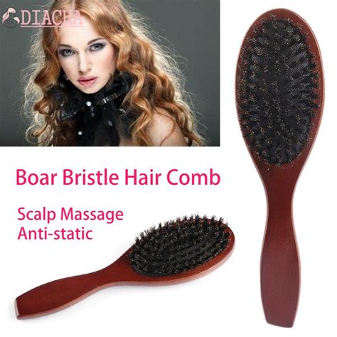 Diacha Wooden Handle Airbag Comb Natural Boar Bristle Scalp Massage Hairdressing Tool Anti