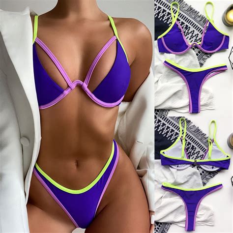 Tponi Women S One Piece Swimsuits One Piece Purple Bikini Clearance L Walmart