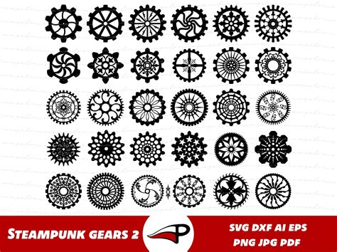 Gear Wheels Steampunk Gears Cogs Laser Cut Files Gimp Silhouette