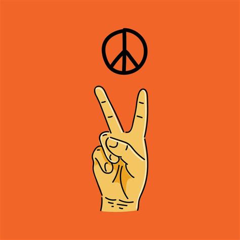 Hand Peace Sign Logo Vector Illustration Design in Orange Background 32768311 Vector Art at Vecteezy