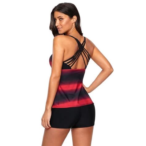 Maillot De Bain Femme Pi Ces Shorty Tankini Dos Nu Bretelle Grande